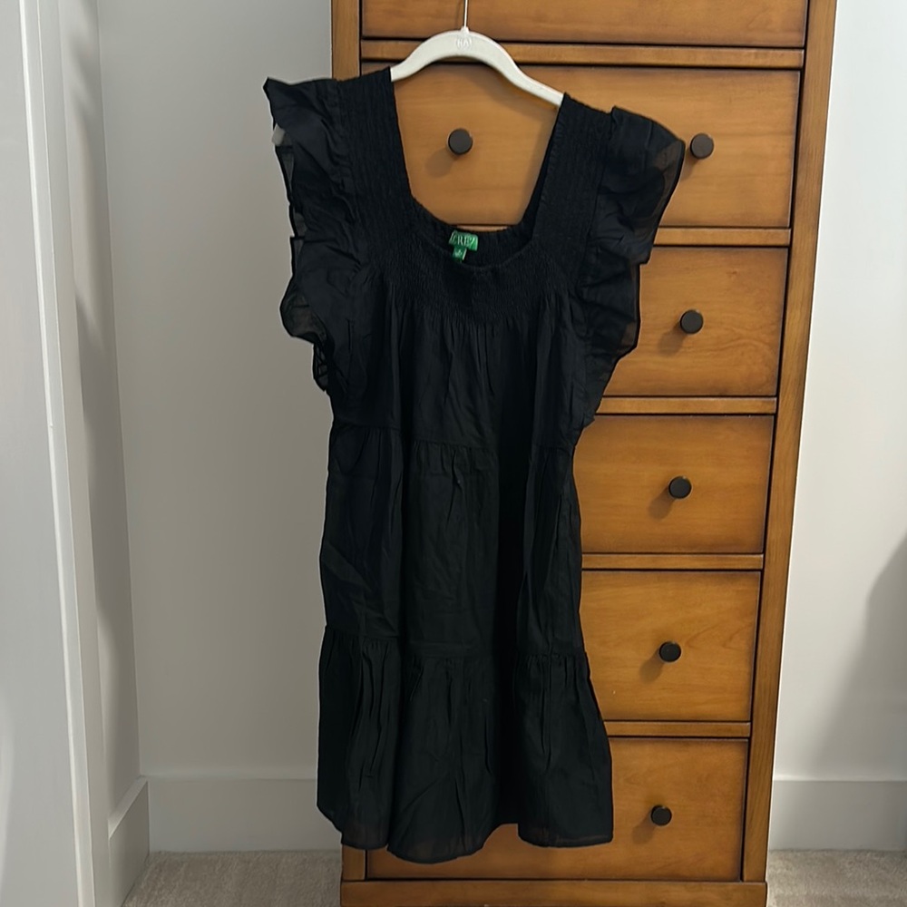 JCrew Black Ruffled beach coverup